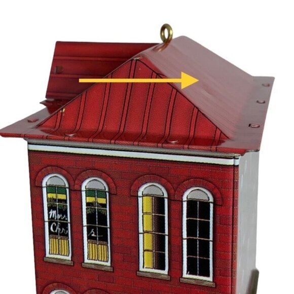 Hallmark Vintage Schoolhouse Patriotic Flag Keepsake Ornament Metal Christmas - Picture 12 of 15